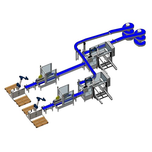 Doosan Cobot Palletiser met Lantech dozenvouwer casepacker en lantech dozensluiter